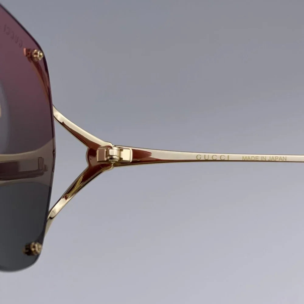 NEW GUCCI GG0651S 001 Gold Purple Green Gradient Square Oversized Rimless Women - Picture 7 of 12